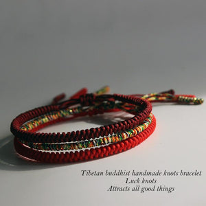 Lucky Handmade Buddhist Knots Rope Bracelet